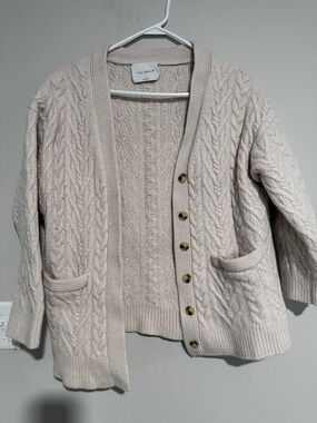 Aritzia Cream Cable-Knit Button Cardigan